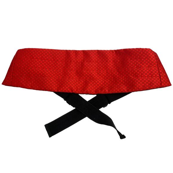 Vintage Red Patterned Cummerbund Sash Belt Adjustable - Picture 3 of 6